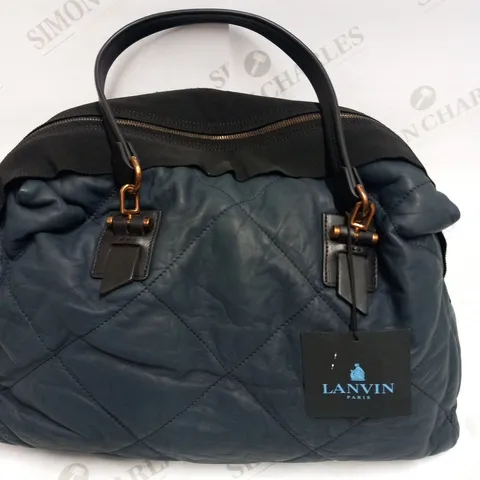 LANVIN NAVY LAMBSKIN BOWLING BAG