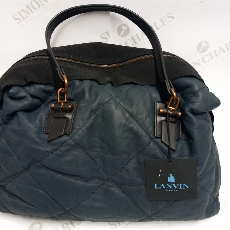 LANVIN NAVY LAMBSKIN BOWLING BAG