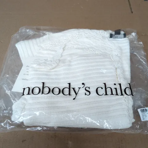 BAGGED NOBODYS CHILD CROCHET TRIM CARDI IN WHITE - UK MEDIUM