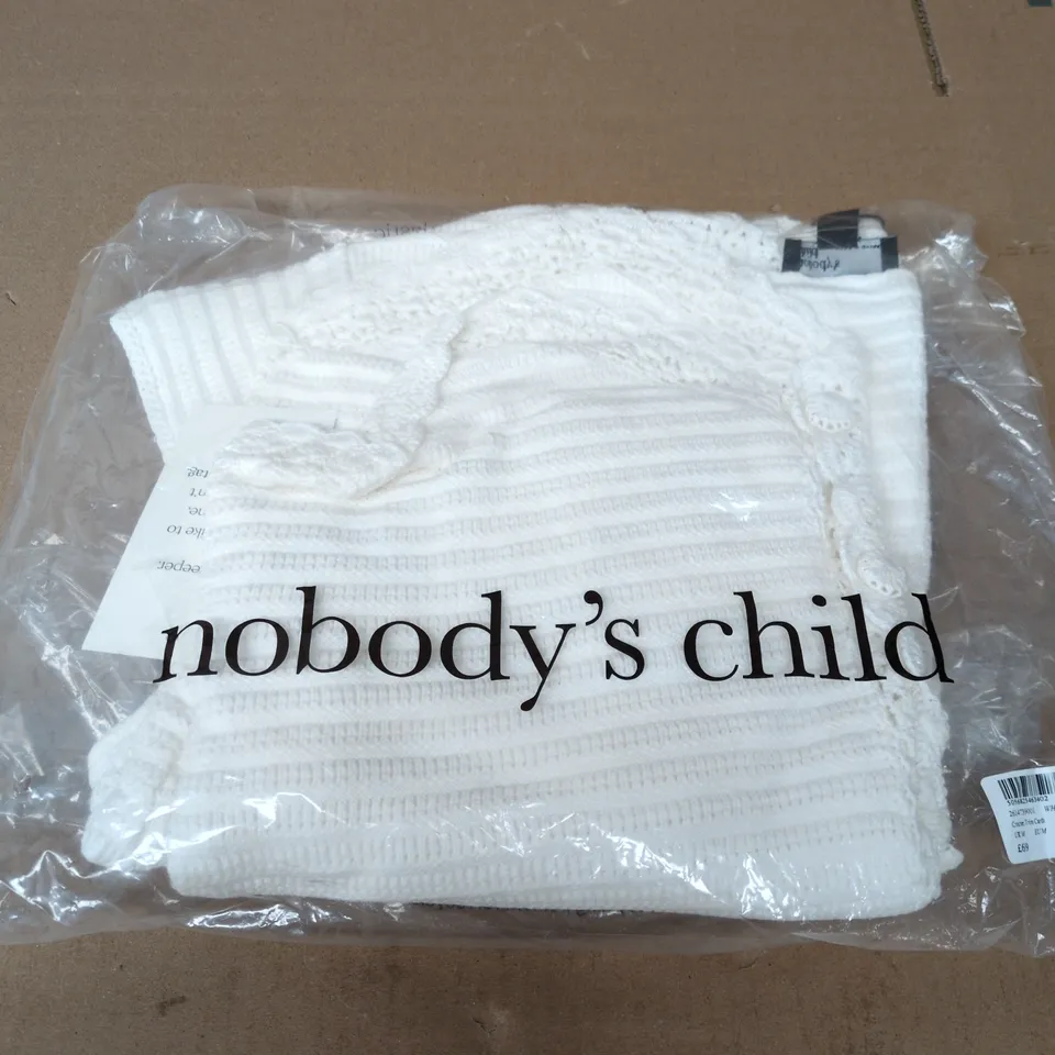 BAGGED NOBODYS CHILD CROCHET TRIM CARDI IN WHITE - UK MEDIUM