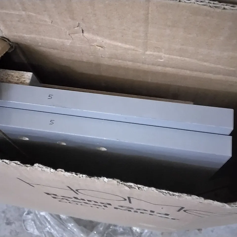 BOX OF FLATPACK FURNITURE PARTS GREY