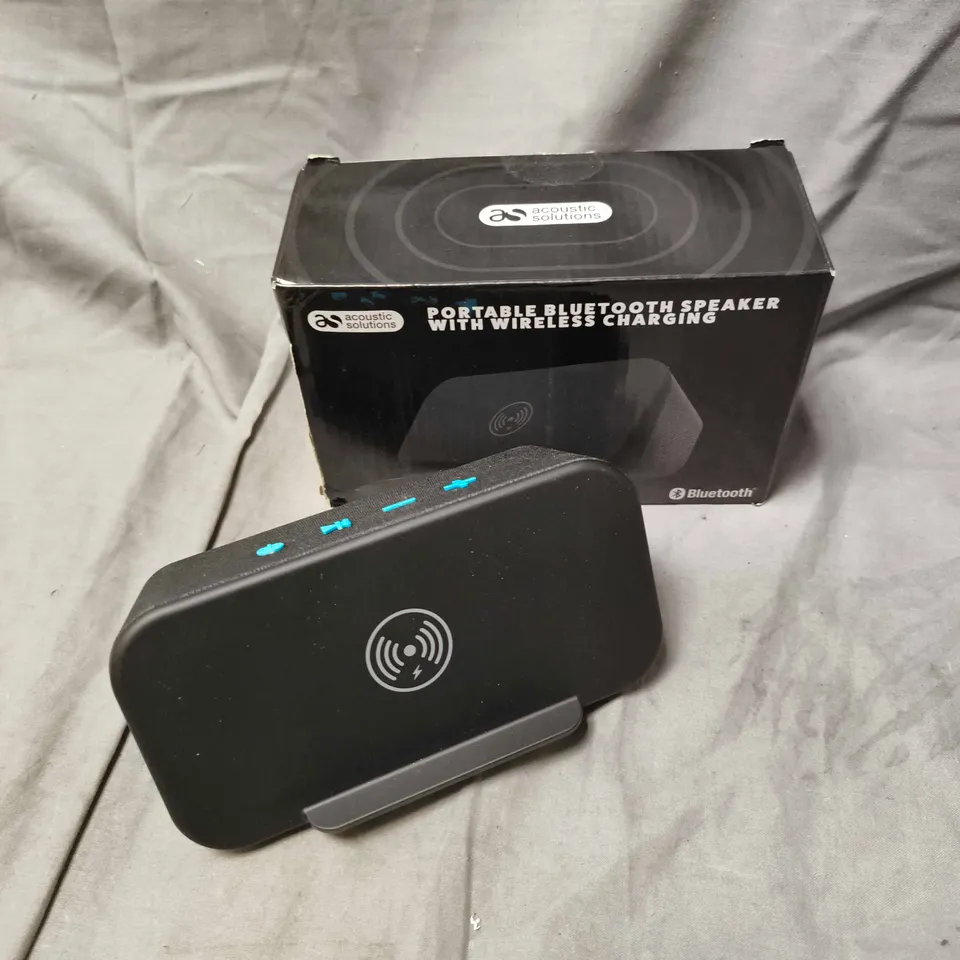 ACOUSTIC SOLUTIONS PORTABLE BLUETOOTH SPEAKER WITH WIRELESS CHARGING 