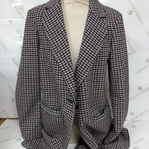 F&F CHECKERED BLAZER IN RED, BLACK AND SILVER - UK 12