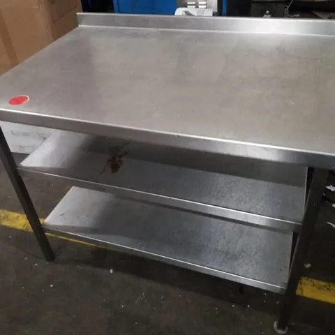 STAINLESS STEEL COMMERCIAL WORK TABLE WITH TWO LOWER SHELVES