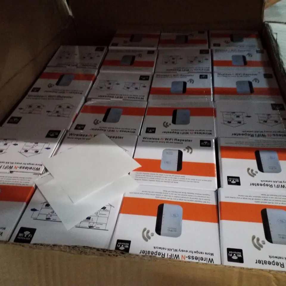 BOX CONTAINING APPROXIMATELY 71 WIRELESS-N WIFI REPEATERS