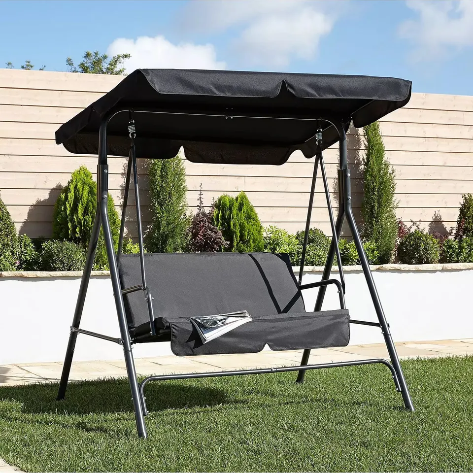 BOXED HAWAII BLACK 2 SEATER GARDEN SWING - COLLECTION ONLY 