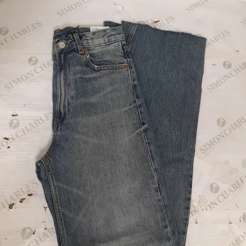 ZARA WIDE LEG JEANS IN ANTIQUE BLUE DENIM SIZE 10