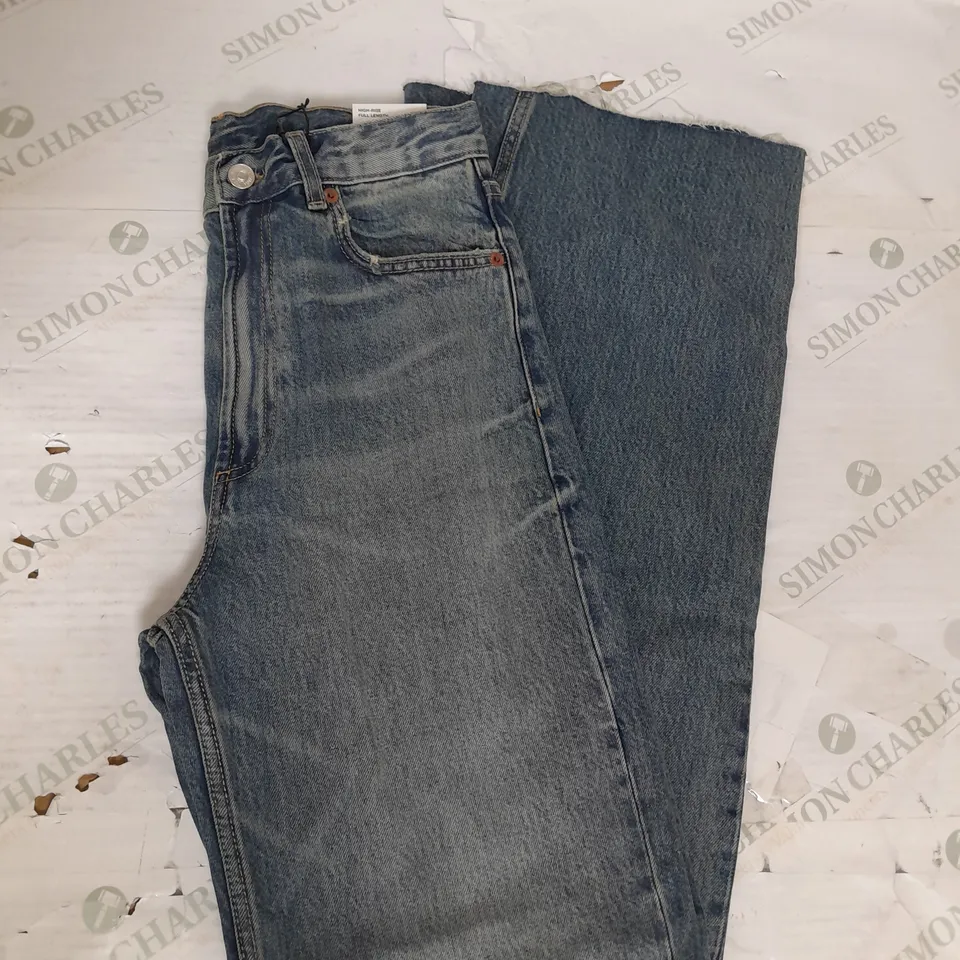 ZARA WIDE LEG JEANS IN ANTIQUE BLUE DENIM SIZE 10