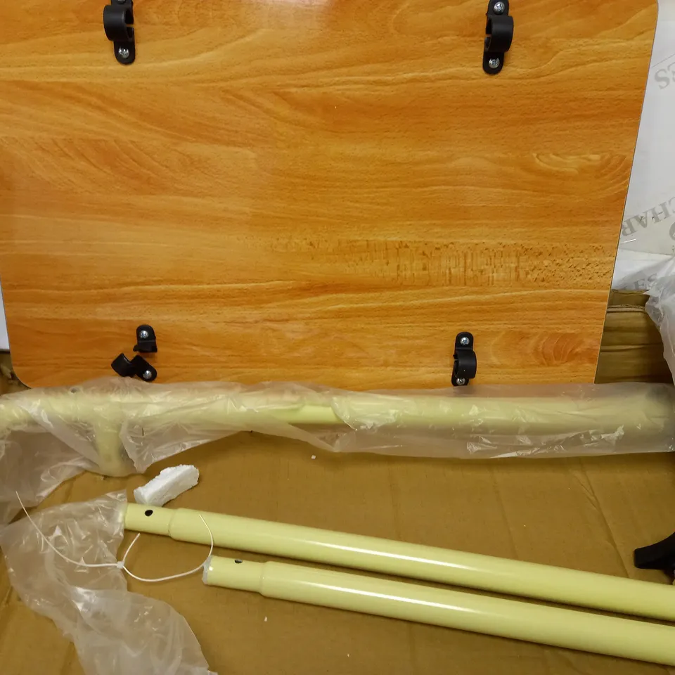 PERFORMANCE HEALTH OVER BED TABLE WITH CASTORS - BROWN WOOD EFFECT AND CREAM