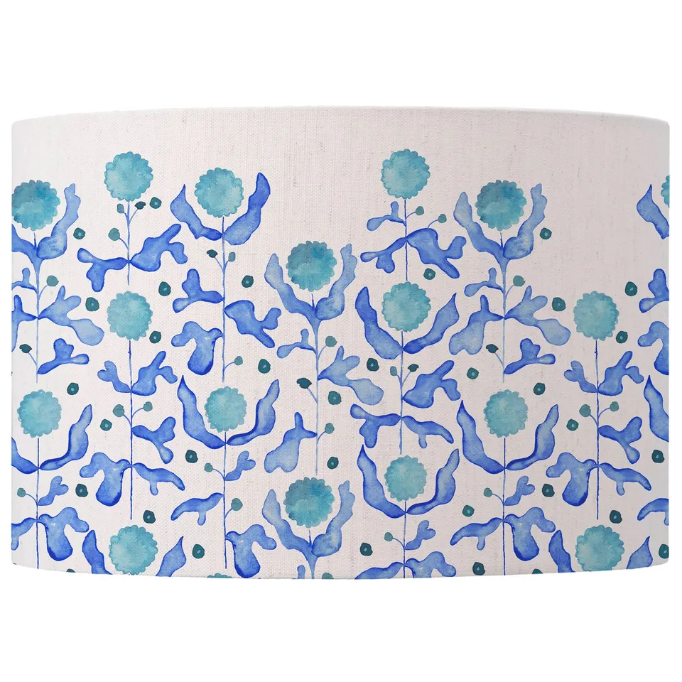 BOXED ROUND LAMP SHADE (NO DIRECT ATTACHMENT METHOD) BLUE