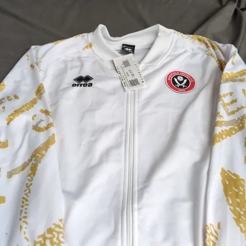 SHEFFIELD UNITED FC ERREA TRACK JACKET – WHITE WITH YELLOW CAMO SLEEVES XL