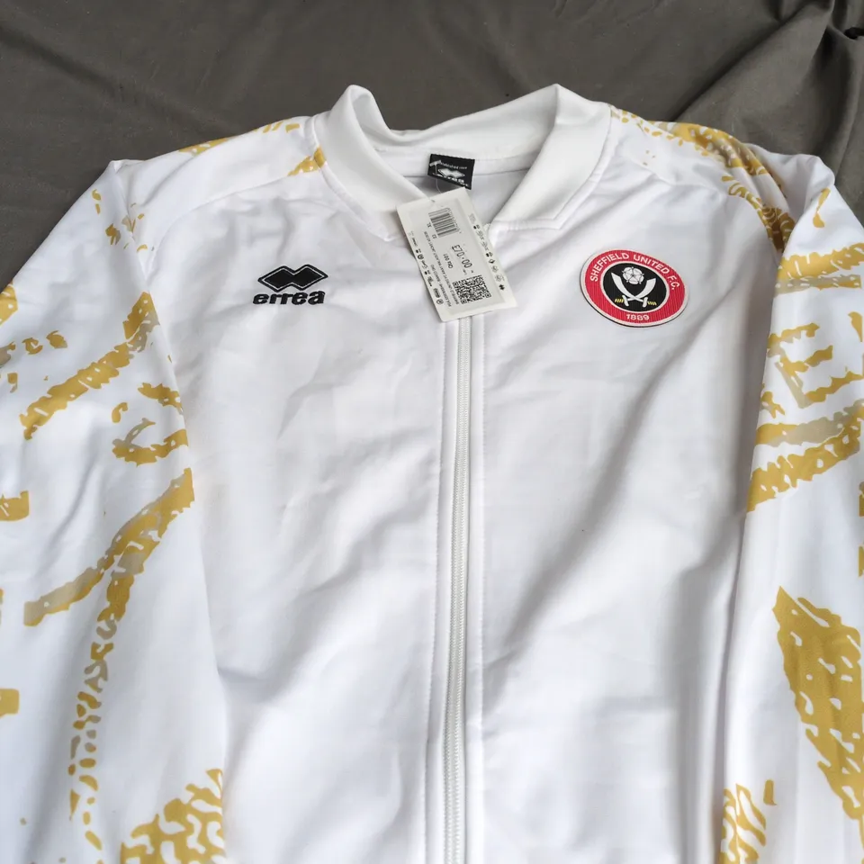 SHEFFIELD UNITED FC ERREA TRACK JACKET – WHITE WITH YELLOW CAMO SLEEVES XL