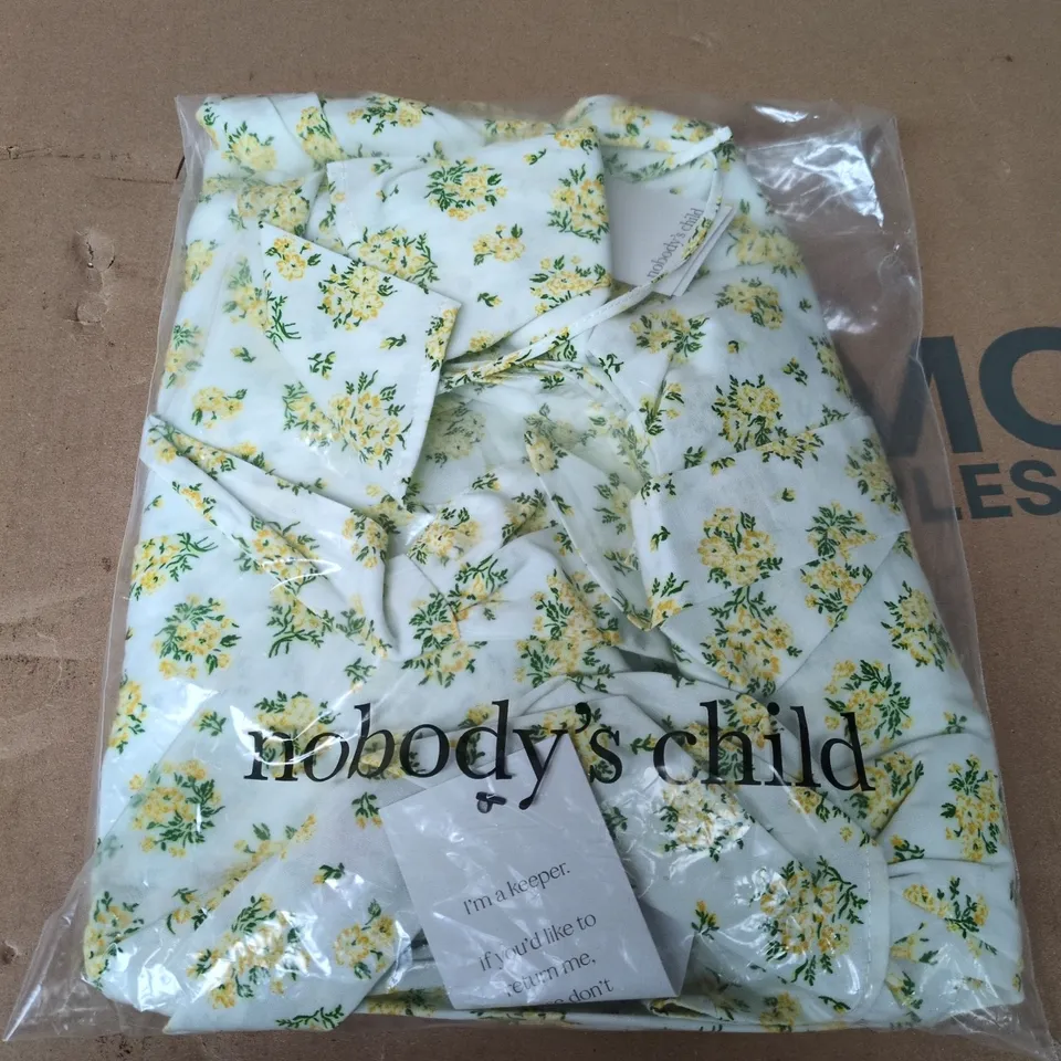 BAGGED NOBODYS CHILD LILIJANA HALTER MIDI DRESS IN WHITE FLORAL - UK 10