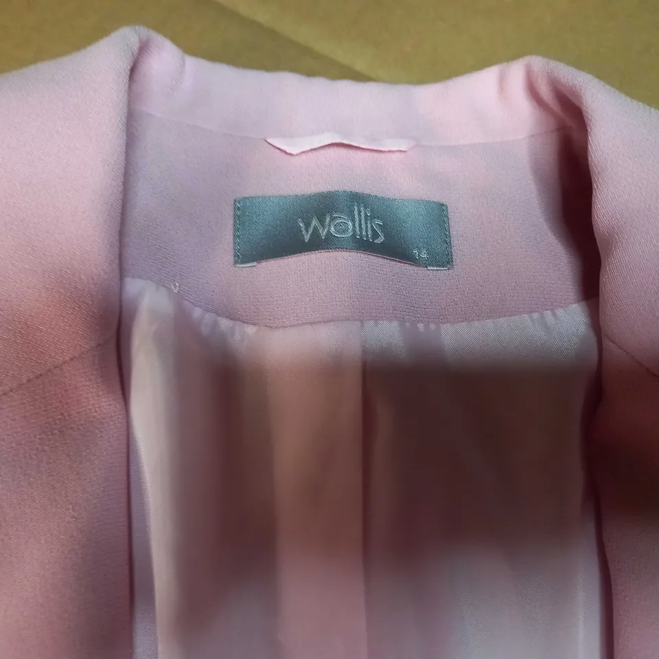WALLIS BABY PINK MARL WOMENS TIE FRONT BLAZER - SIZE 14