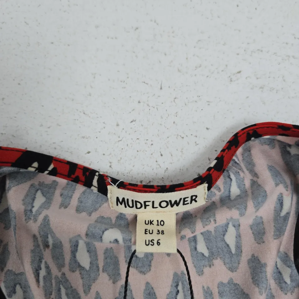 MUDFLOWER WOMEN'S DRESS – RED LEOPARD PRINT, UK 10 (EU 38, US 6)