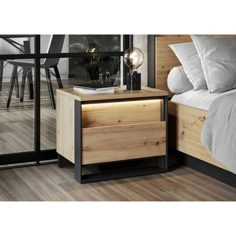 BOXED TRILBY 2 DRAWER BEDSIDE TABLE 