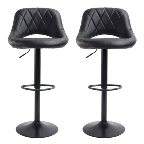 BOXED SET OF 2 NEO BLACK FAUX LEATHER BAR STOOLS (1 BOX)
