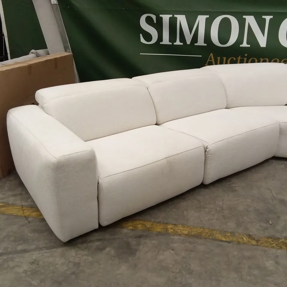 QUALITY DESIGNER ITALIAN MADE BEVERLY FABRIC UPHOLSTERED ELECTRIC RECLINING CORNER SOFA