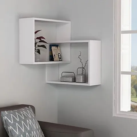 BOXED RING CORNER BOOKCASE - WHITE
