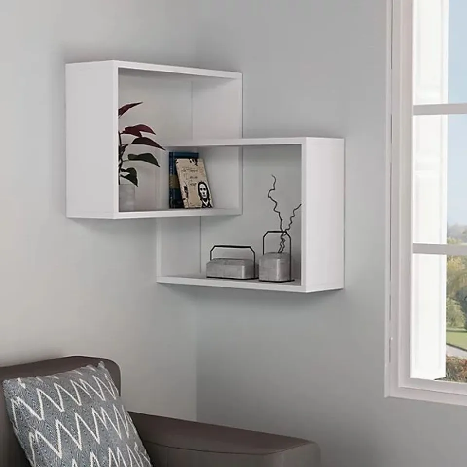 BOXED RING CORNER BOOKCASE - WHITE