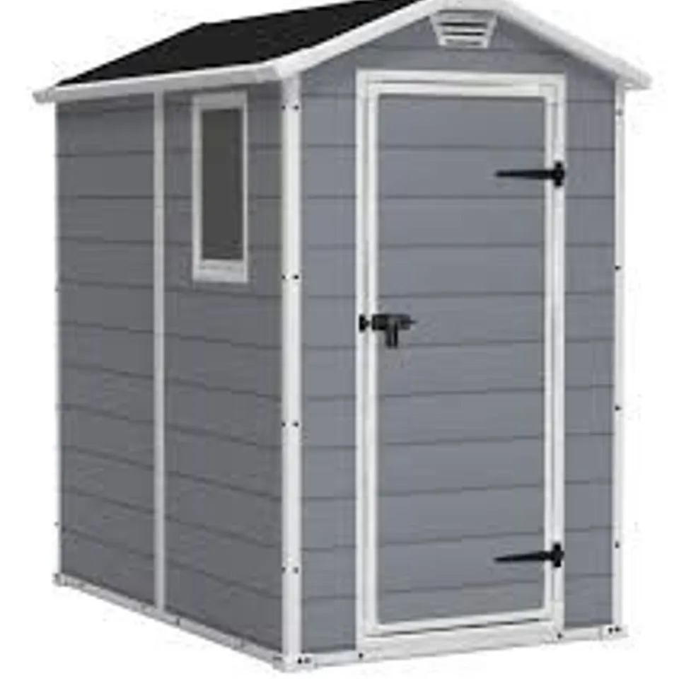 BOXED KETER MANOR 4X6FT OUTDOOR STORAGE SHED (1 BOX)