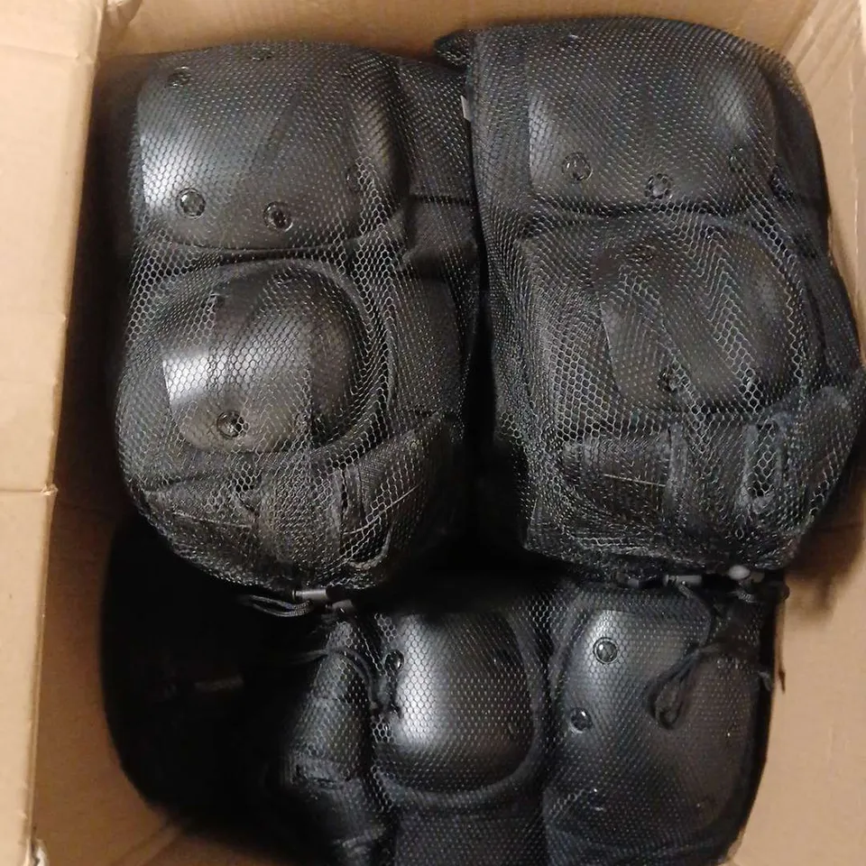 BOX OF APPROXIMATELY 20 PROTECTION PAD SETS IN BLACK