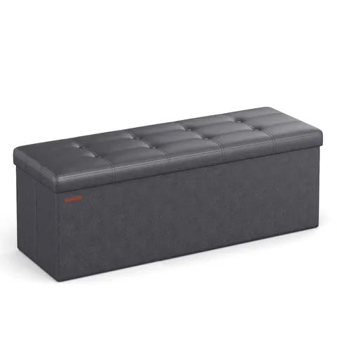 BOXED SONGMICS STORAGE OTTOMAN, FOLDABLE SMALL OTTOMAN FOOT REST