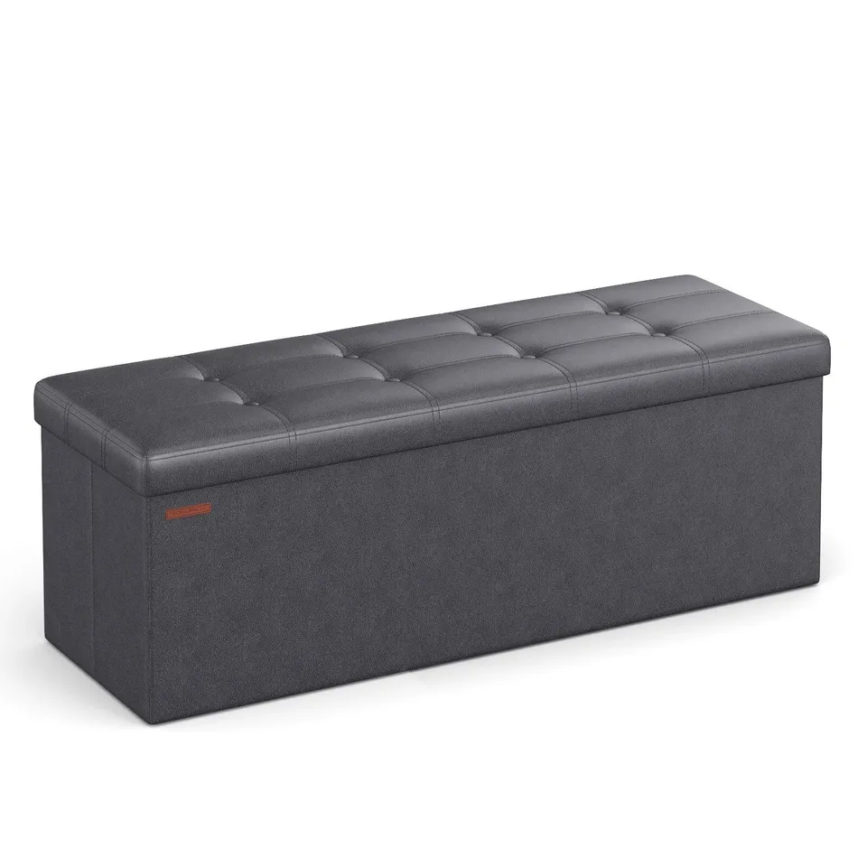 BOXED SONGMICS STORAGE OTTOMAN, FOLDABLE SMALL OTTOMAN FOOT REST