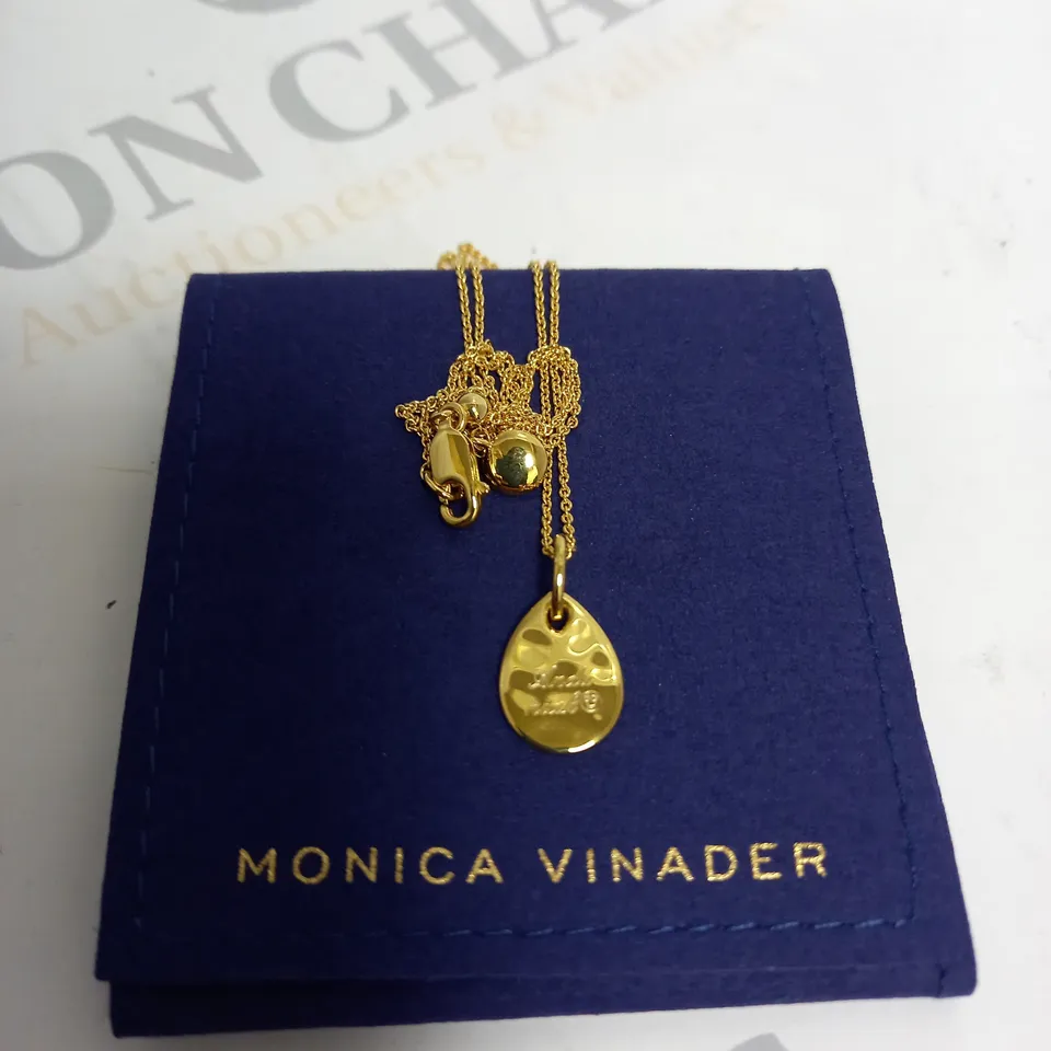 BOXED MONICA VINADER GOLD PERSONALISED DROP PENDANT NECKLACE 