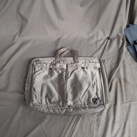 PORTER BY YOSHIDA & CO. BAG – GREY NYLON WITH ORANGE LINING, PORTER TOKYO JAPAN LABEL