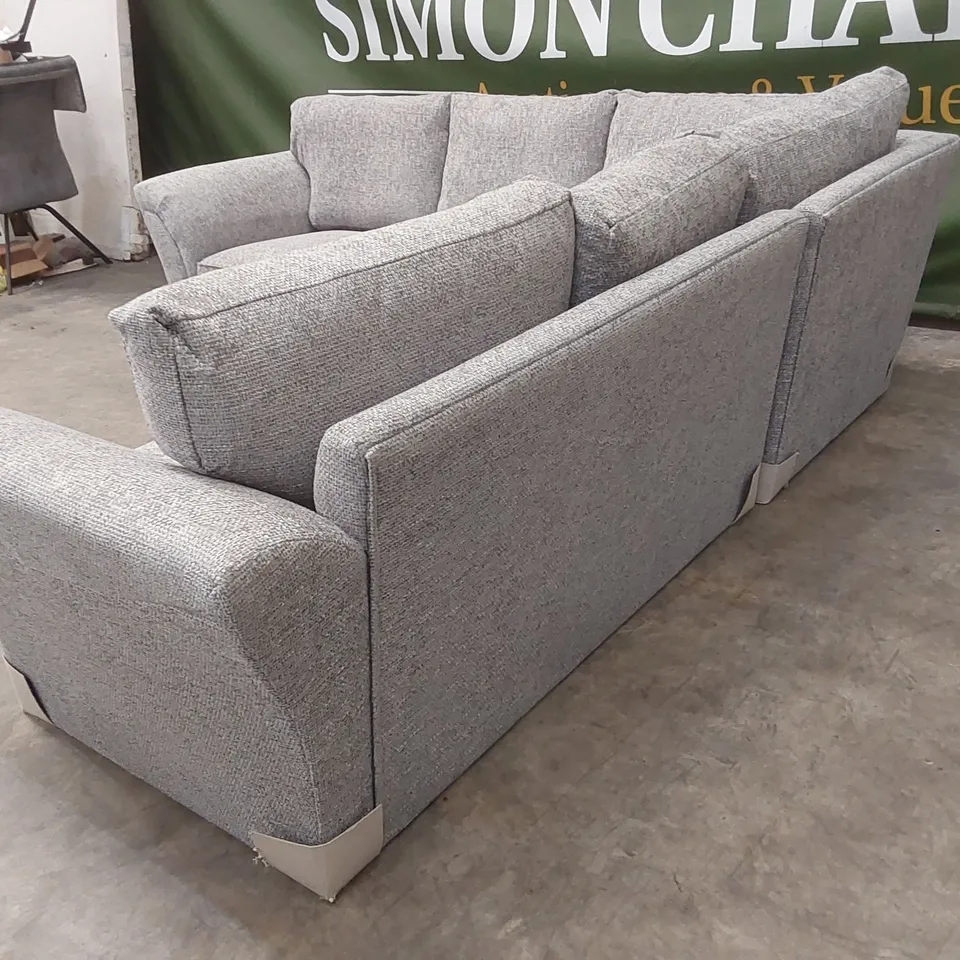 DESIGNER DURY CHUNKY WEAVE FABRIC UPHOLSTERED CORNER SOFA - GREY