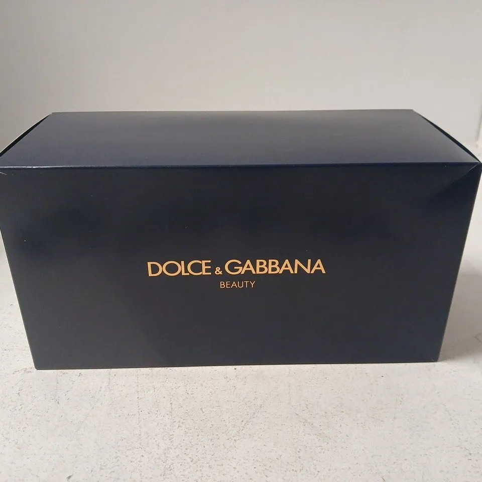 BOX OF APPROXIMATELY 6 DOLCE & GABBANA BEAUTY COSMETIC CASE – NAVY LEATHER