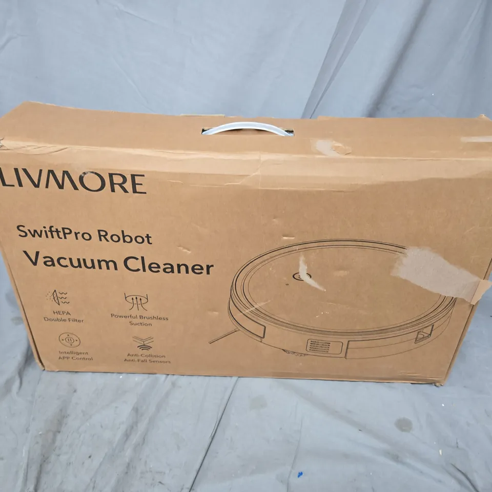 BOXED LIVMORE SWIFTPRO ROBOT VACUUM CLEANER