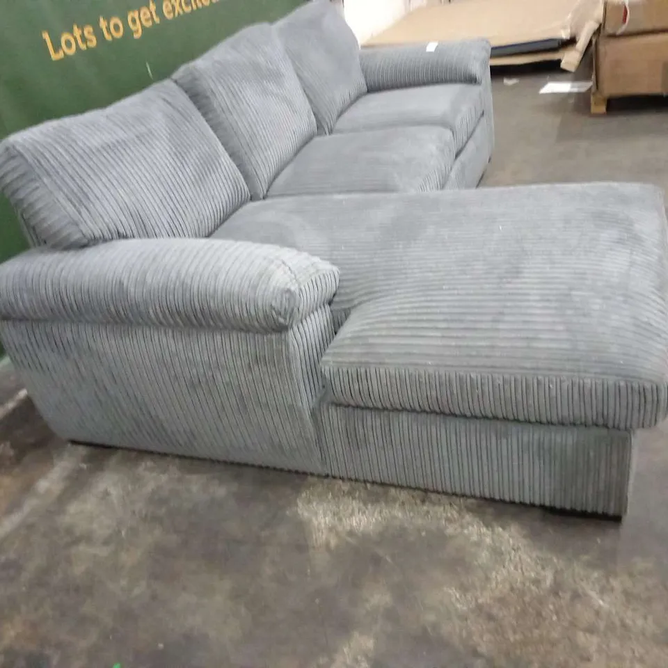 DESIGNER AMALFI GREY CORDED FABRIC CORNER SOFA