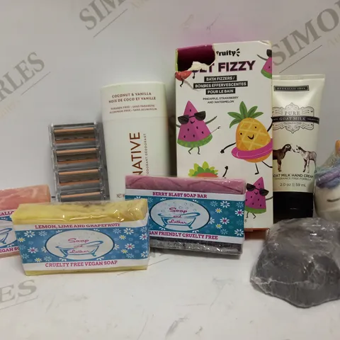 LOT OF APPROX 7 TO INCLUDE CRUELTY FREE VEGAN SOAP , BATHBOMBS , HAND CREAM , ETC