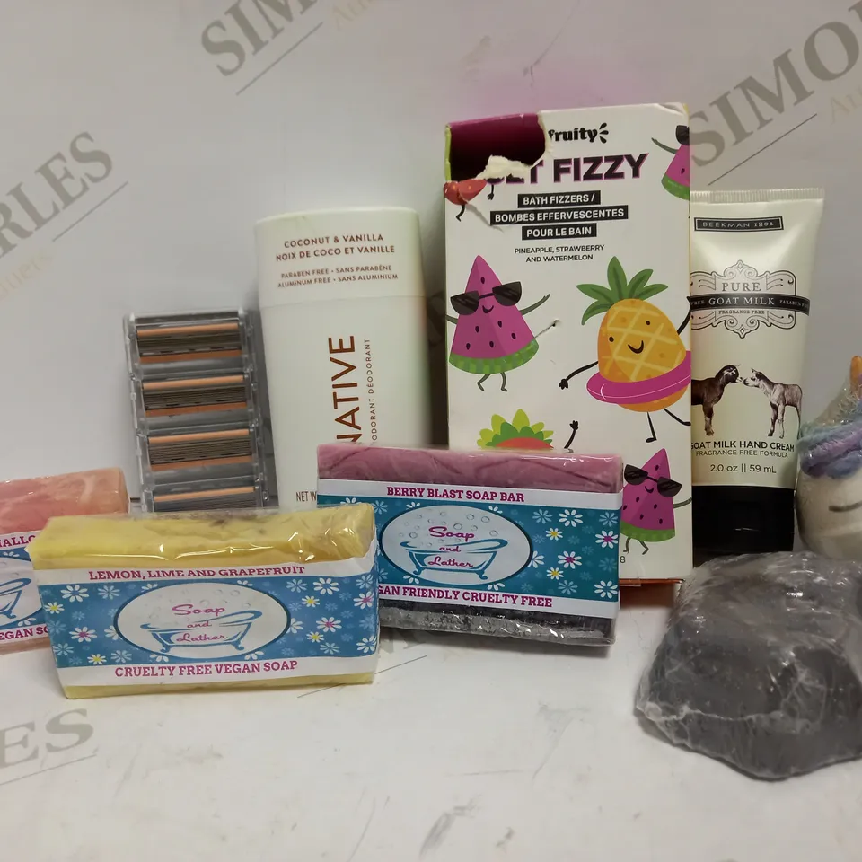 LOT OF APPROX 7 TO INCLUDE CRUELTY FREE VEGAN SOAP , BATHBOMBS , HAND CREAM , ETC