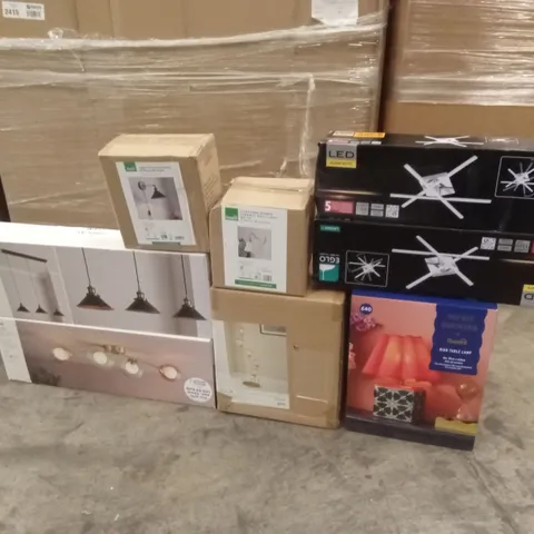 PALLET TO CONTAIN APPROXIMATELY 37 DESIGNER INDOOR LIGHTING PRODUCTS TO INCLUDE; LAMPS, CEILING LIGHTS, WALL LIGHTS, LIGHT SHADES ETC