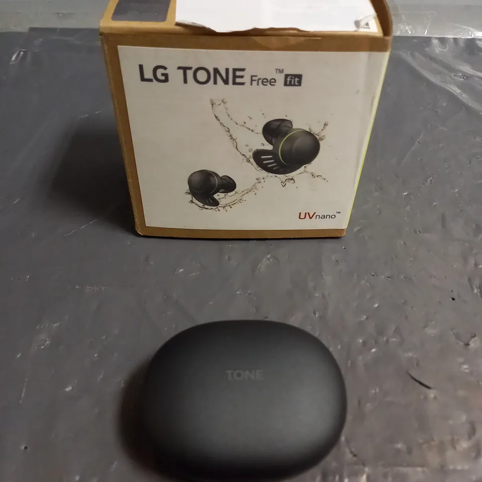 BOXED LG TONE FREE FIT UTF8Q EARBUDS IN BLACK/LIME GREEN
