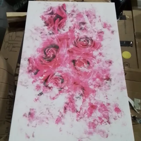 BAGGED WALL OF LIGHT PINK ROSES WRAPPED CANVAS PRINT 