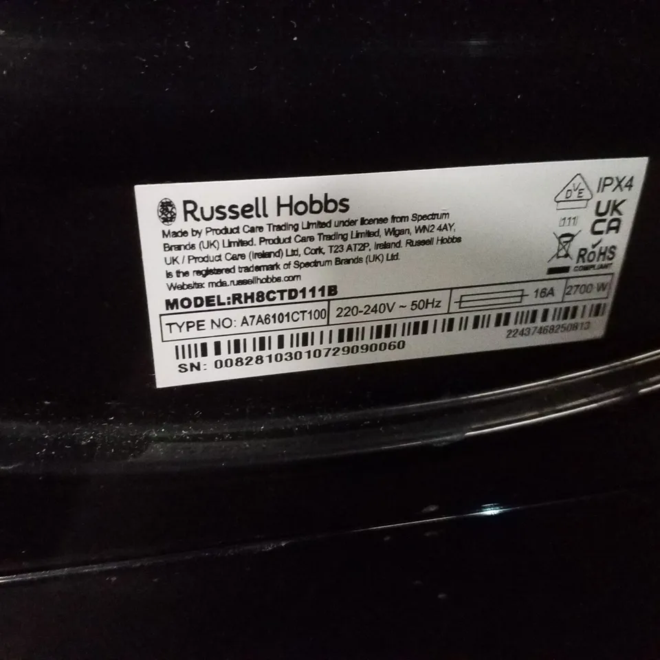 RUSSELL HOBBS RH8CTD111B 11 SERIES, 8KG CONDENSER DRYER IN BLACK