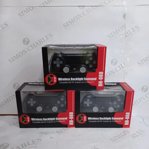 SET OF 3 WIRELESS BACKLIGHT GAMEPAD IN BLACK - RH-088