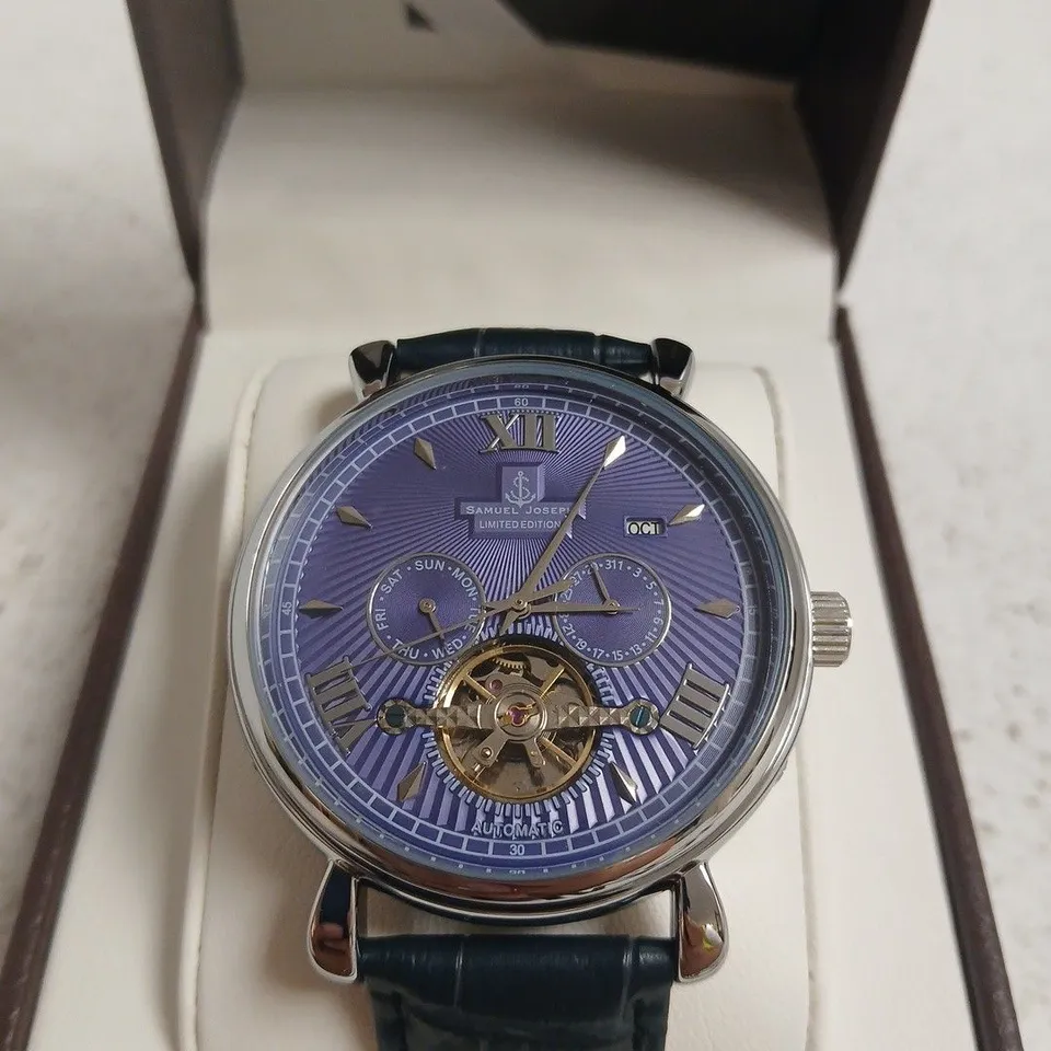 BOXED SAMUEL JOSEPH SKELETON WATCH – PURPLE DIAL – AUTOMATIC – LIMITED EDITION