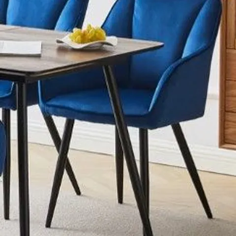 BOXED EARVEN SET OF 2 BLUE VELVET DINING CHAIRS
