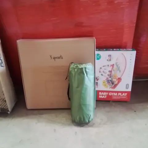 PALLET OF ASSORTED HOUSEHOLD GOODS AND PRODUCTS TO INCLUDE;BABY PLAYMAT,FOAM PUZZLE MAT,TENT