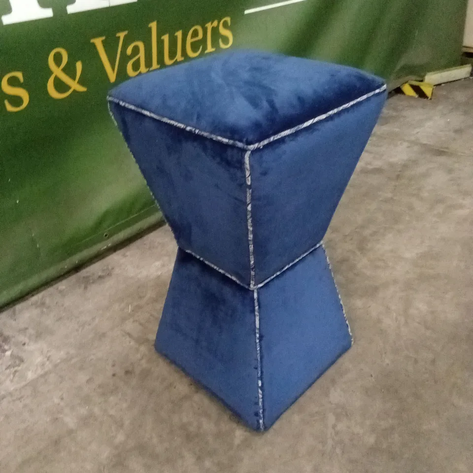 QUALITY DESIGNER LARGE FABRIC OTTOMAN IN DEEP BLUE