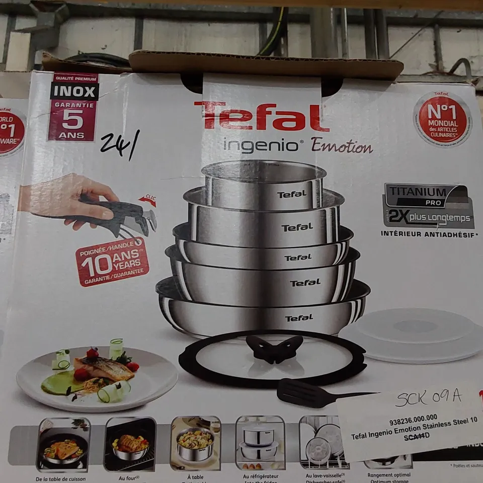 BOXED TEFAL INGENIO EMOTION STAINLESS STEEL 10 PIECE SET