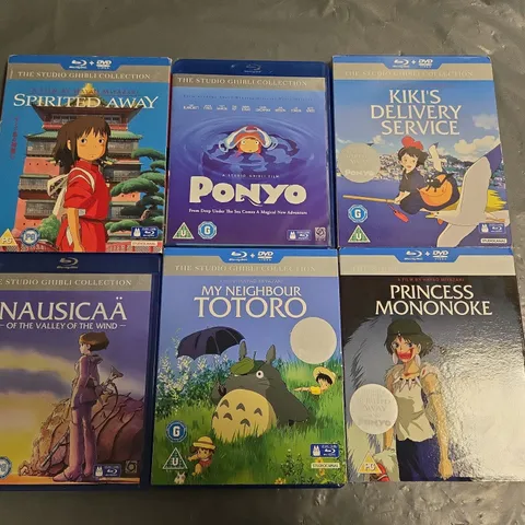 LOT OF 6 ASSORTED STUDIO GHIBLI BLUE RAY/DVD