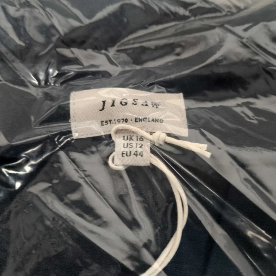 BAGGED JIGSAW LINEN CHANNEL MIDI DRESS – NAVY, UK 16 (US 12, EU 44)