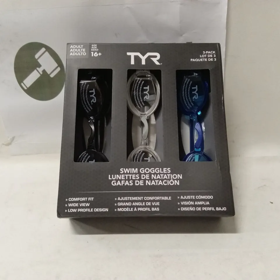 TYR SWIM GOGGLES 3-PACK – BLACK, WHITE & BLUE (AGE 16+)