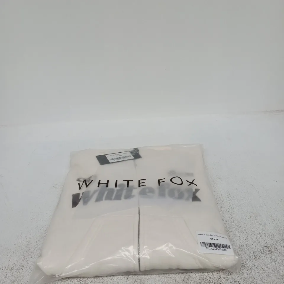 WHITE FOX RELEASE 15 JANIE BOXY ZIP FRONT HOODIE LARGE/EXTRAL LARGE OFF WHITE 